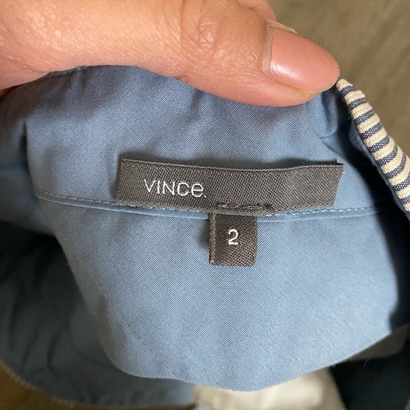 Vince Railroad Stripe Side-Buckle Shorts Size 2 - Picture 5 of 5